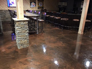 Picture of acid stained bar floor.