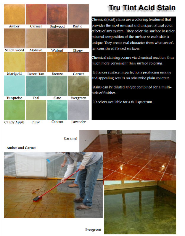 Picture of acid stain colors for concrete. 