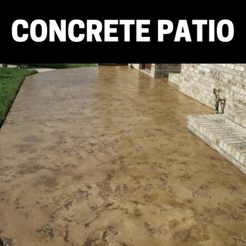 Stamped concrete patio along side of residential home in Jackson, Michigan.