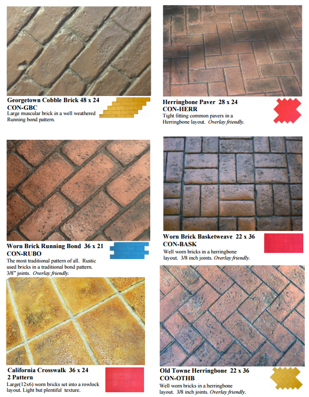Picture of stamped concrete brick patterns.